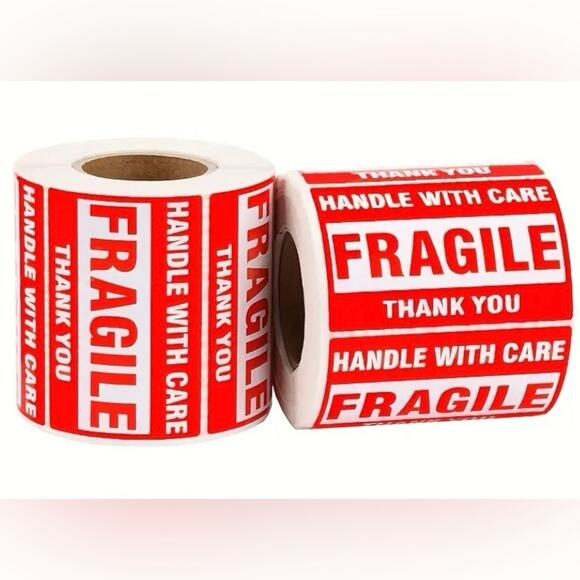 500 Stickers/1 Roll Red Caution Stickers Fragile Warning Labels for Boxing 📦 ⛔️ - Picture 1 of 3